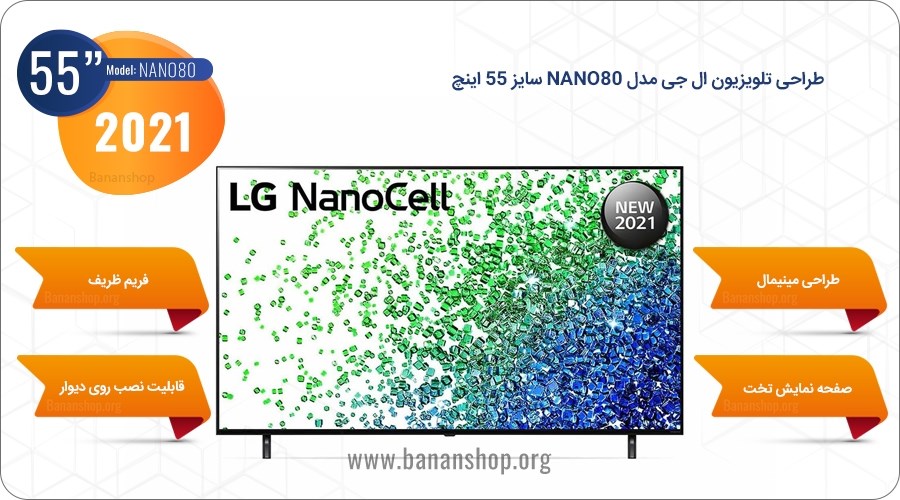 طراحی تلویزیون ال جی مدل NANO80 سایز 55 اینچ
